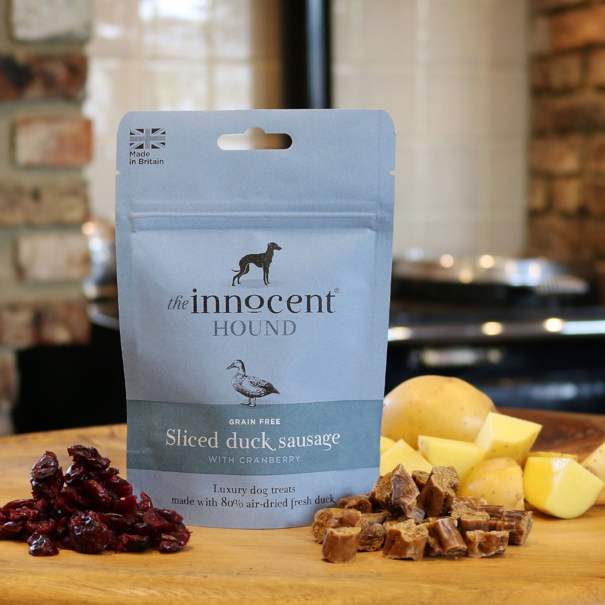 The Innocent Hound Sliced Duck hundesnacks 70 g tranebær