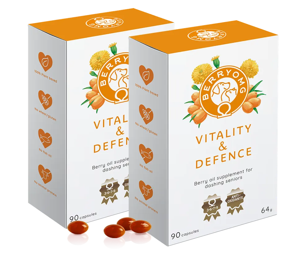 BERRYOMG Vitality & Defence tilskudd 180 kapsler lutein