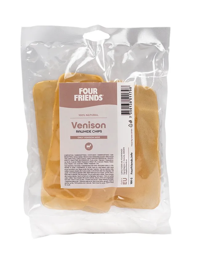 Four Friends Venison Rawhide Chips hundechips vilt