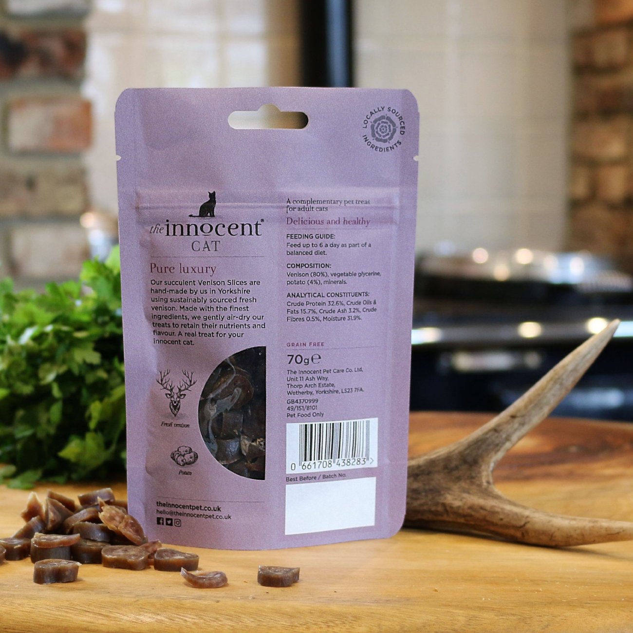 The Innocent Cat Venison Slices kattegodbiter 70g kornfri