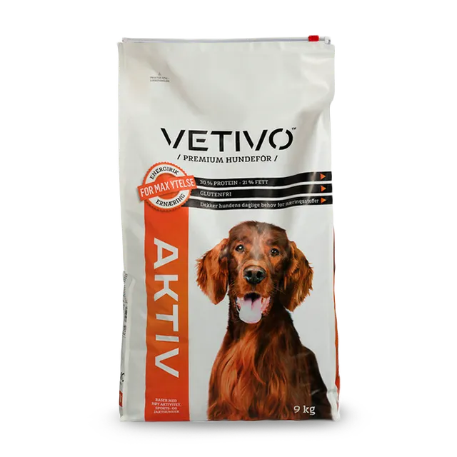 VETIVO Fullfôr til aktiv voksen hund 9 kg proteinrik