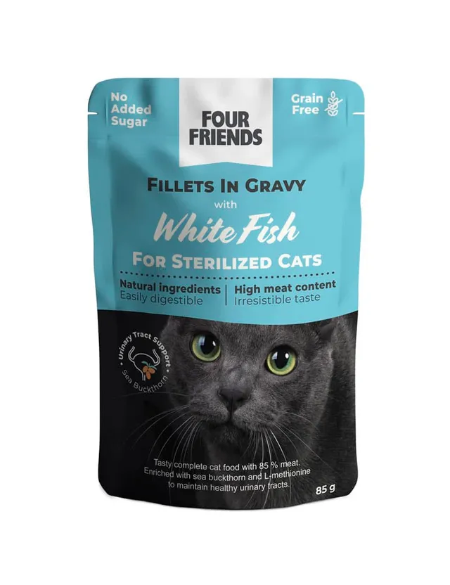 Four Friends Sterilized Filets kattemat hvit fisk i saus