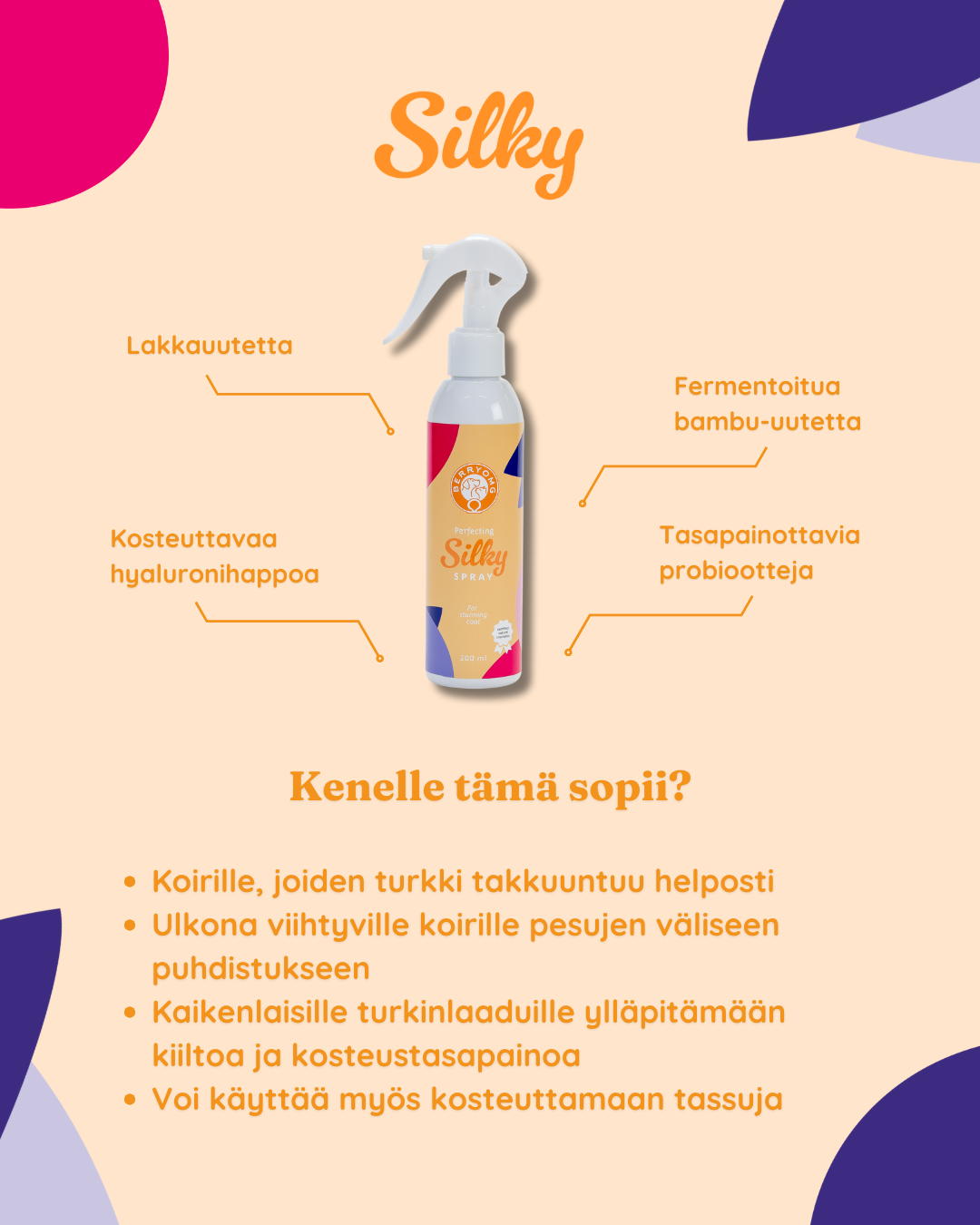 BERRYOMG Perfecting Silky pels spray hund flokefri pels
