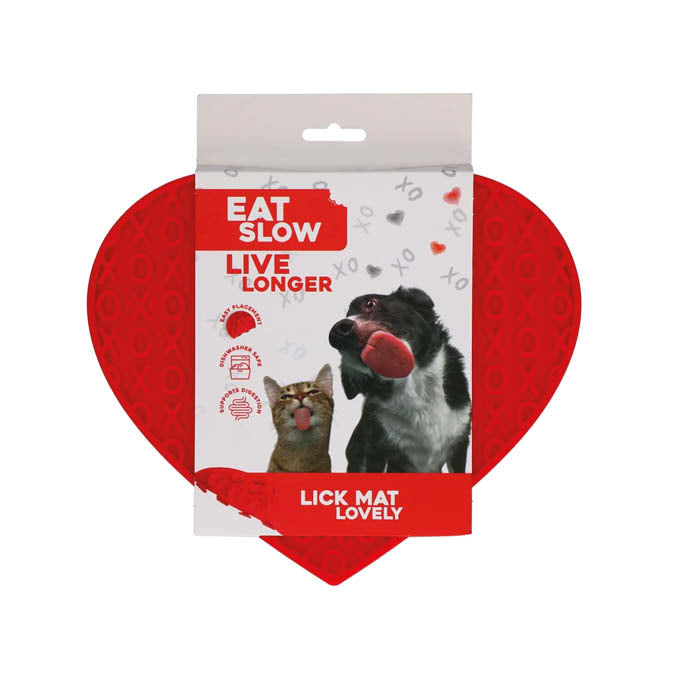 Mera Eat Slow Live Longer slikkematte hjerte 19x23 cm