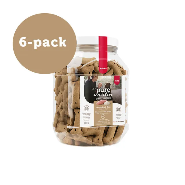 Mera Goody snacks kalkun ris hundekjeks 6x600 g glutenfri