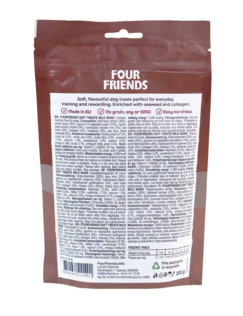 Four Friends Soft Treats Wild Boar hundegodbit villsvin