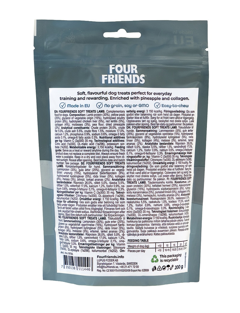Four Friends Soft Treats Lamb hundegodbiter lam myke