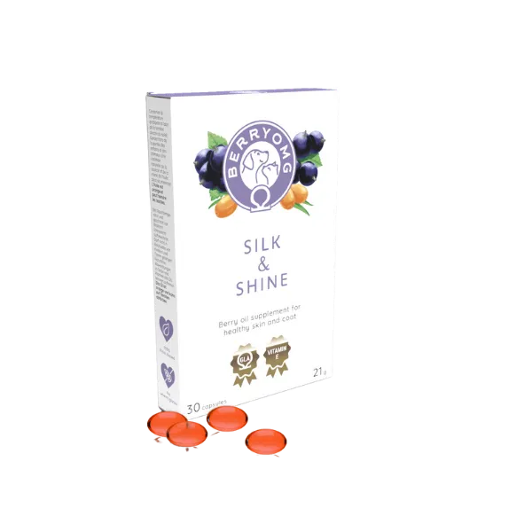 BERRYOMG Silk & Shine tilskudd 30 kapsler blank pels