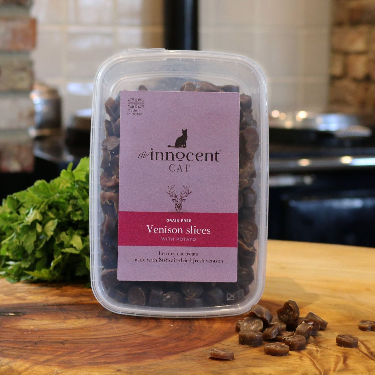 The Innocent Cat Venison Slices kattegodbiter 70g kornfri