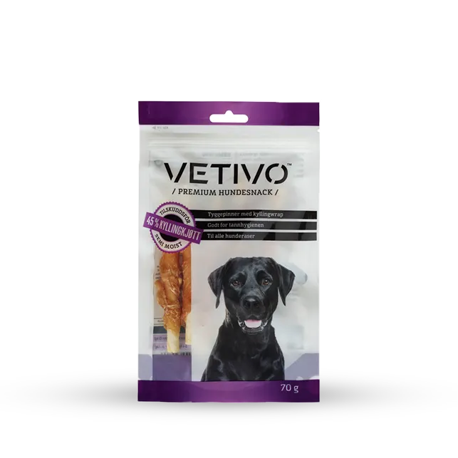 VETIVO Tyggepinner med kylling til hund 70 g proteinrik