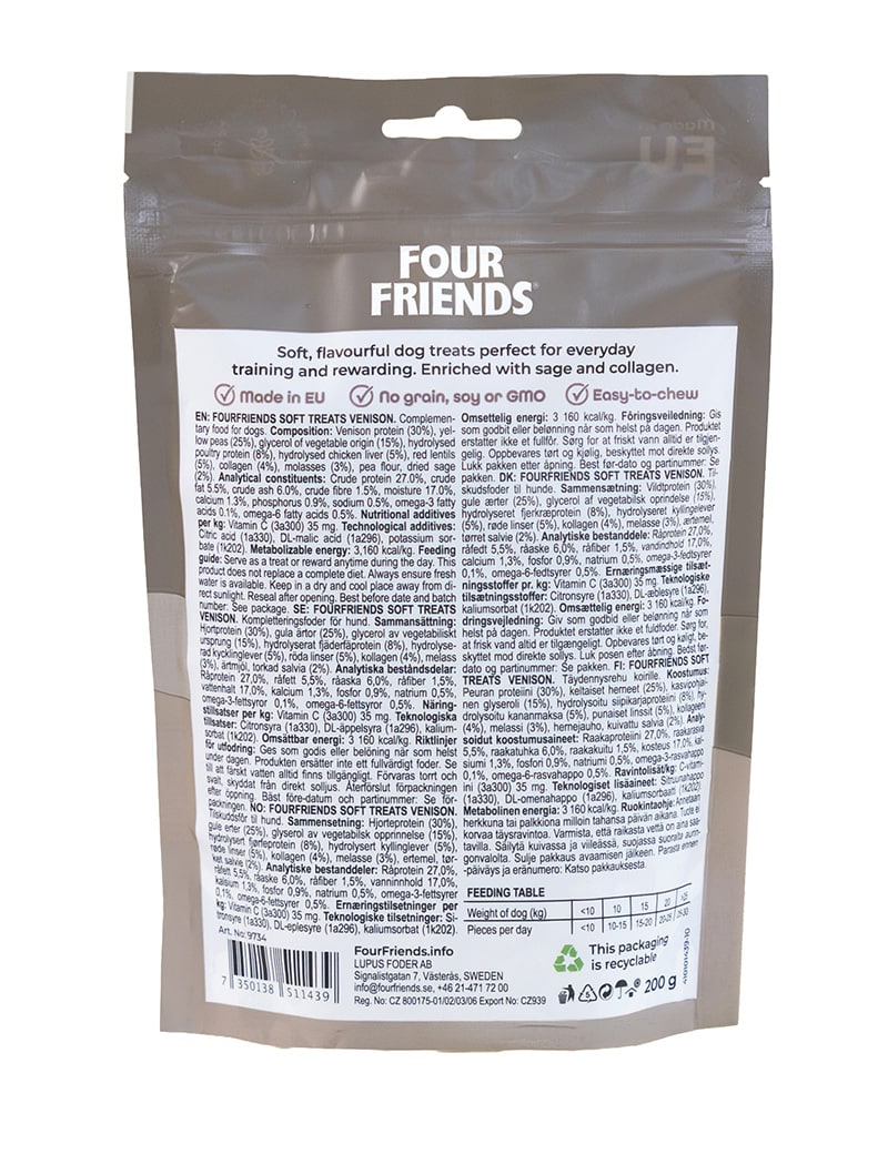 Four Friends Soft Treats hundegodbiter hjort myke