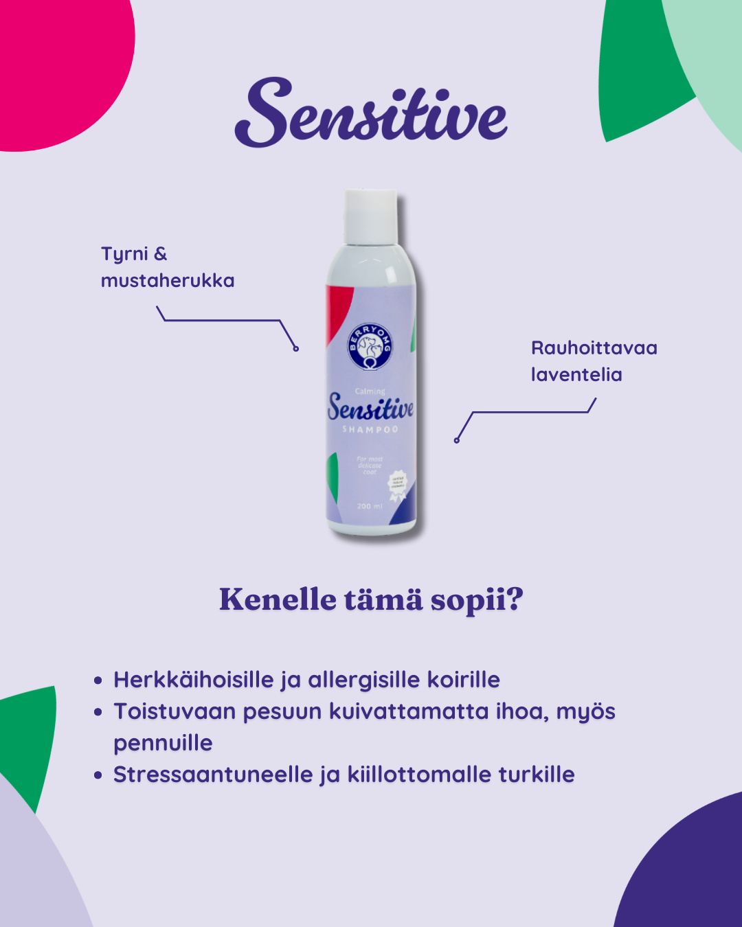 BerryOMG Calming Sensitive sjampo til hund parfymefri