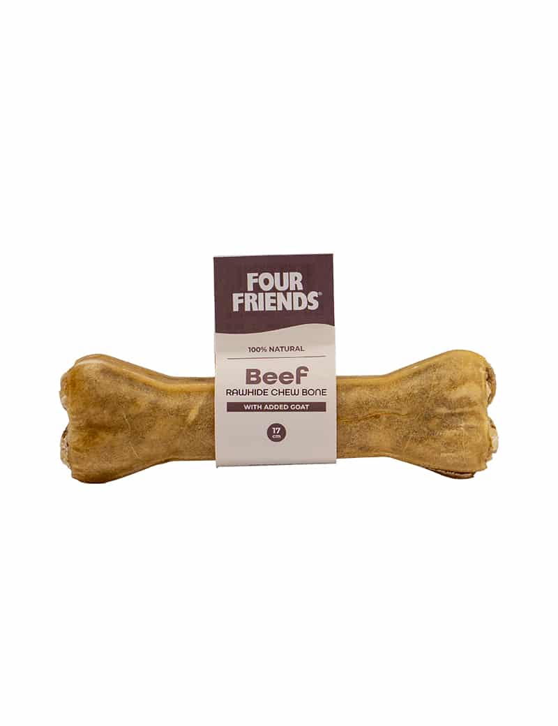 Four Friends Beef Rawhide Chew Bone Goat tyggebein råhud