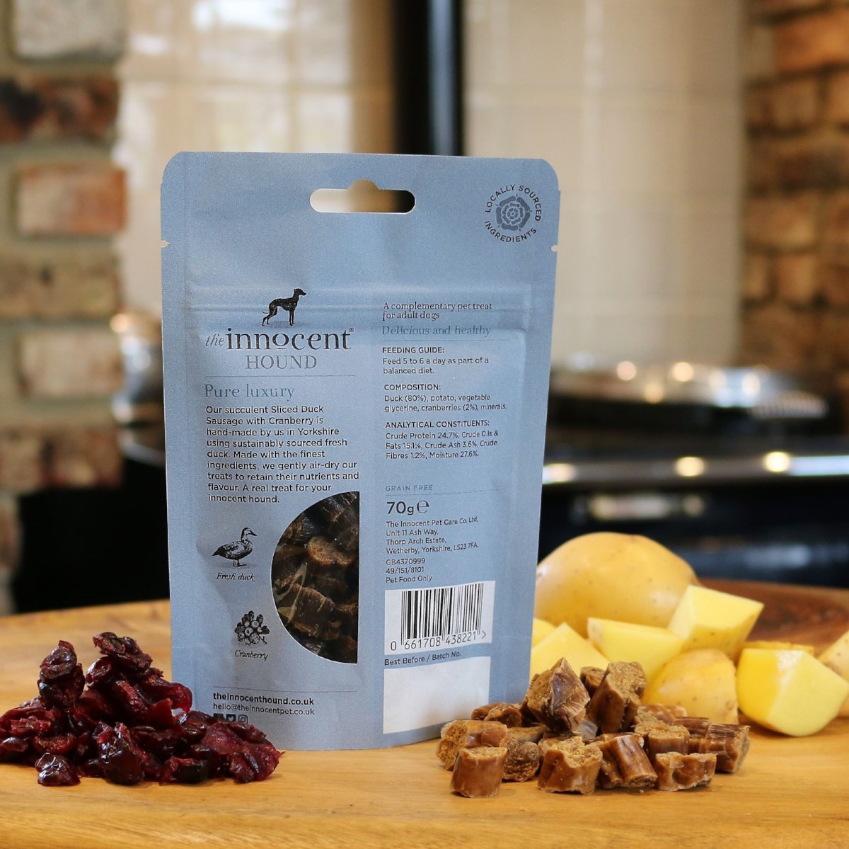 The Innocent Hound Sliced Duck hundesnacks 70 g tranebær