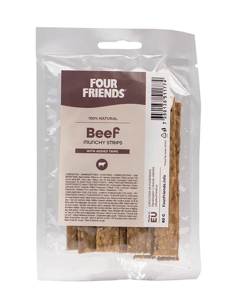 Four Friends Munchy Beef Munchy Strips tyggestrimler okse
