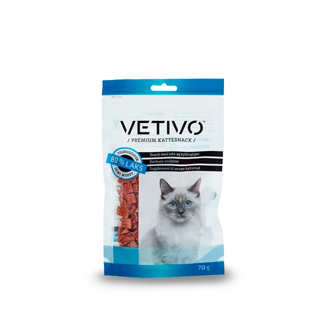 VETIVO Laksesnacks med kylling til katt 70 g myk