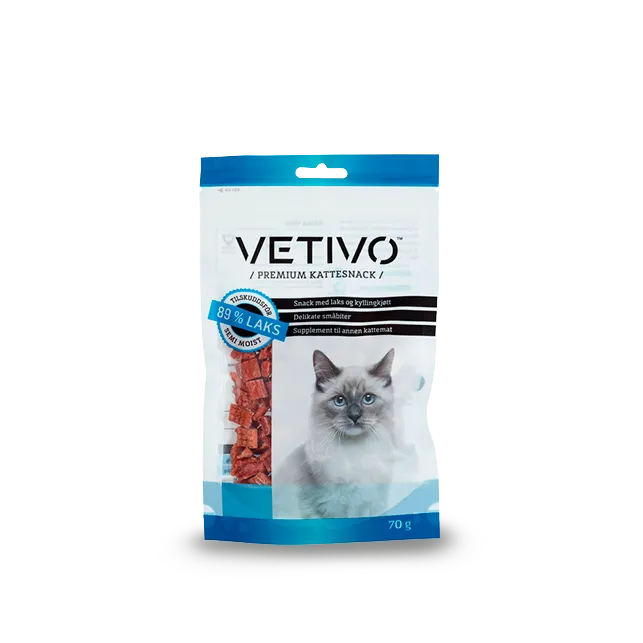 VETIVO Laksesnacks med kylling til katt 70 g myk