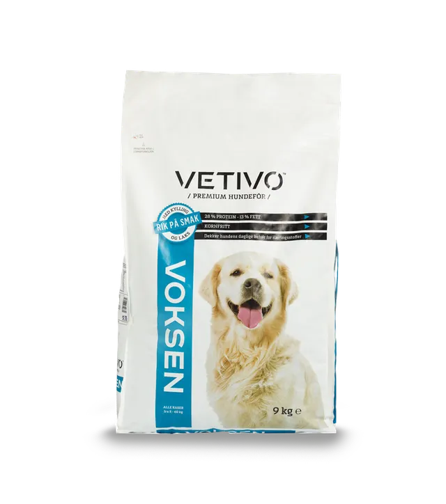 Vetivo kornfritt hundefôr kylling laks 9 kg