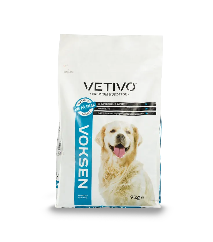 Vetivo kornfritt hundefôr kylling laks 9 kg