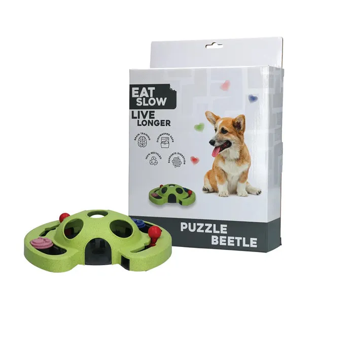 Eat Slow Live Longer Puzzle Beetle hundespill resirkulert