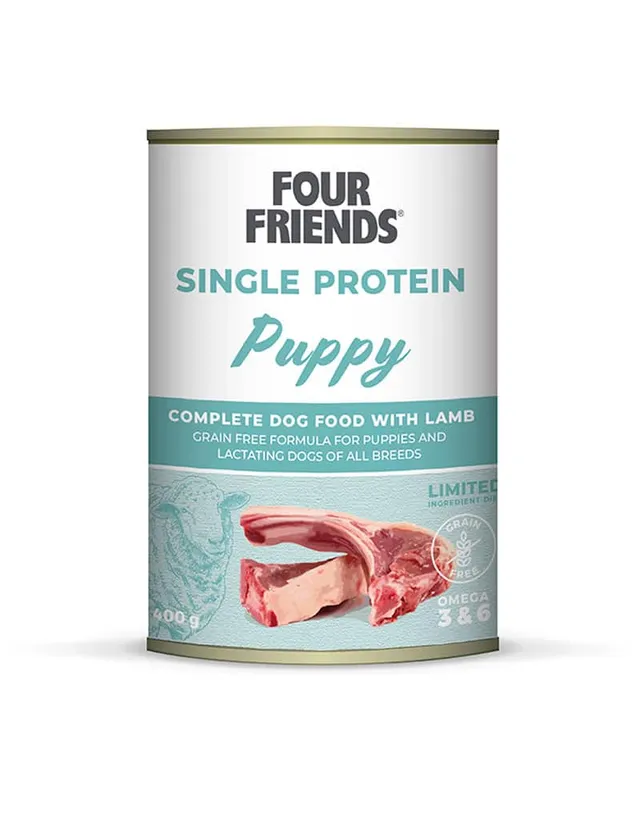 Four Friends Single Protein Puppy Lamb valpefôr lam
