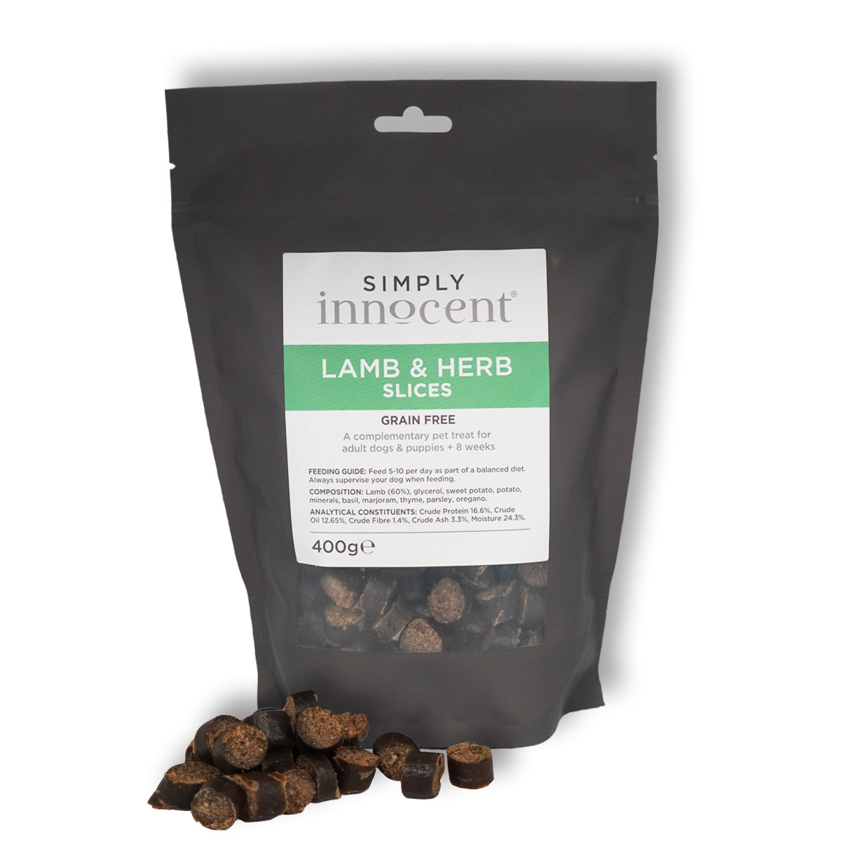 Simply Innocent Lamb Herb hundesnacks 400 g skivet
