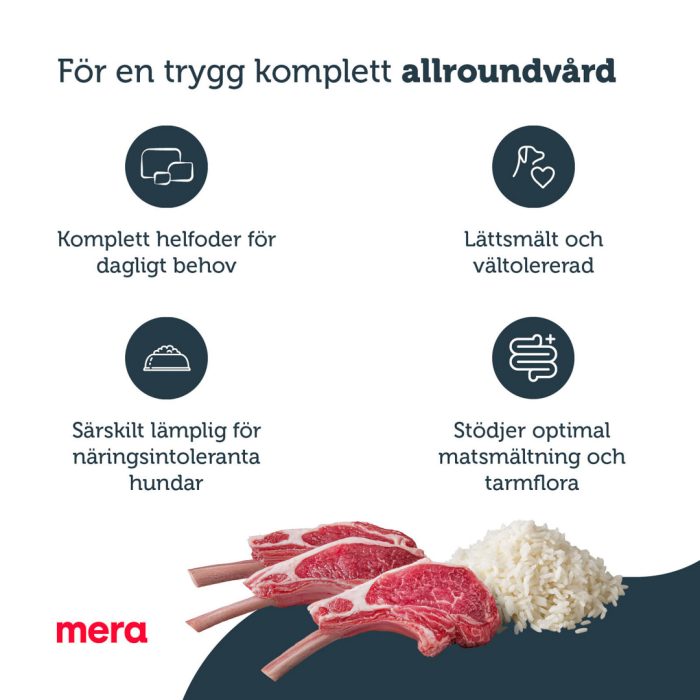 Mera Pure Sensitive Lam Ris tørrfôr hund 1 kg hvete