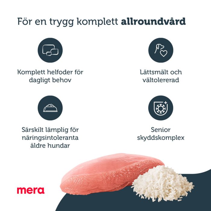 Mera Pure Sensitive Senior Kalkun Ris tørrfôr 1 kg