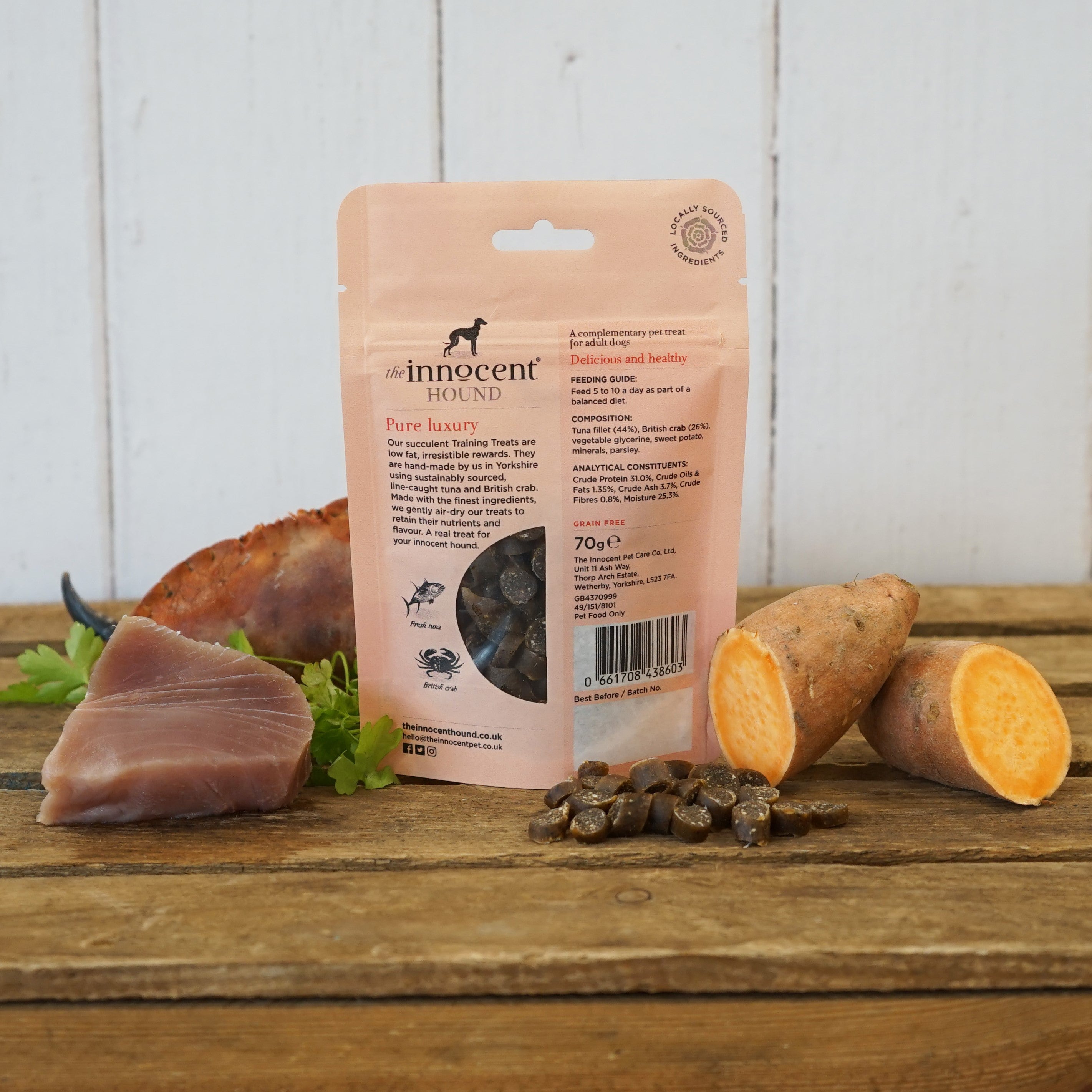 The Innocent Hound Training Treats Tuna Crab hundesnack 70 g lavfett