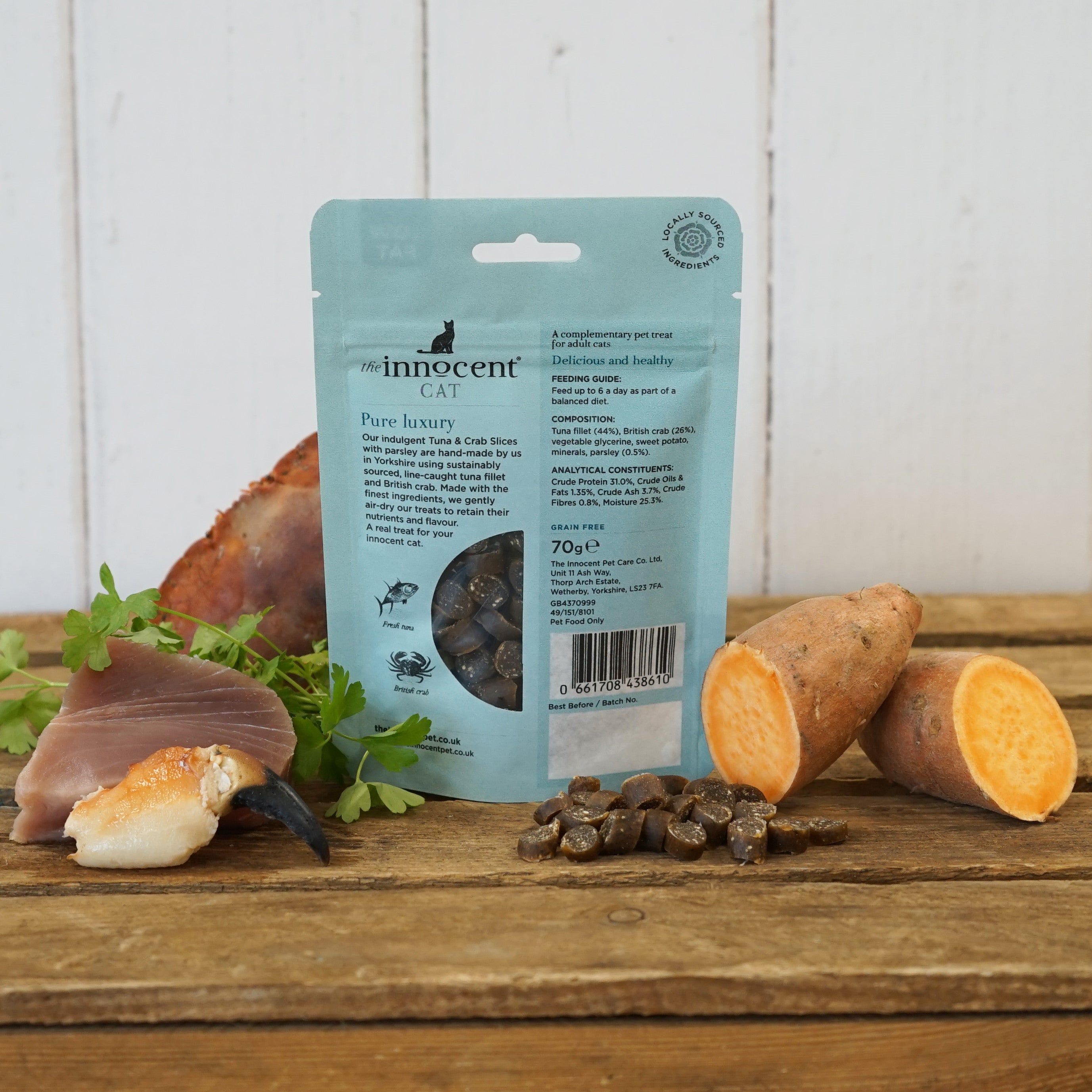 The Innocent Hound Cat Tuna Crab Slices kattesnack 70 g lavfett