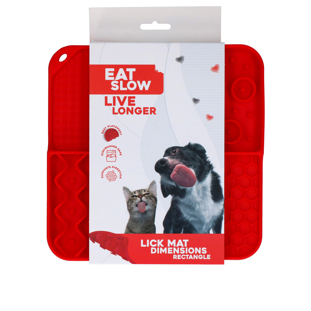 Mera Eat Slow Live Longer slikkematte rød 21x21 cm