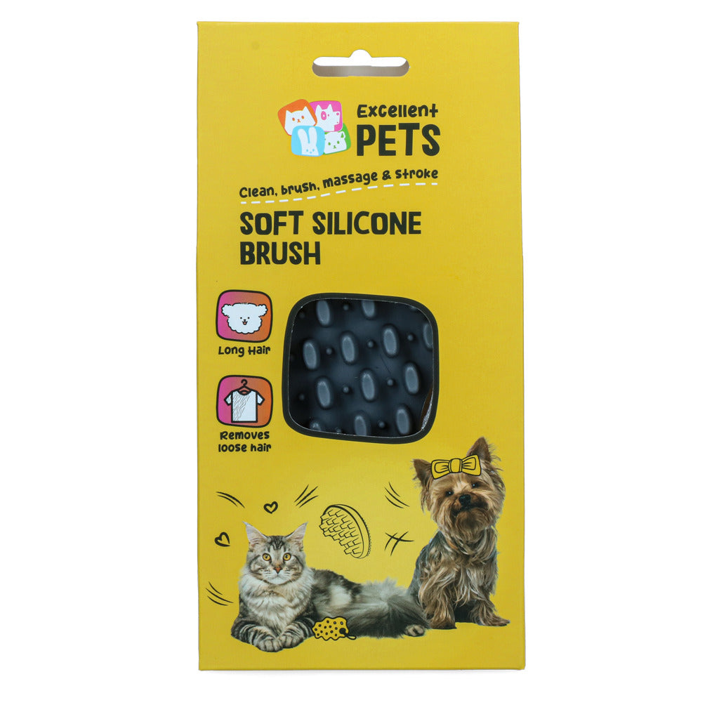 Excellent Pets 4-i-1 silikonbørste lang pels myk