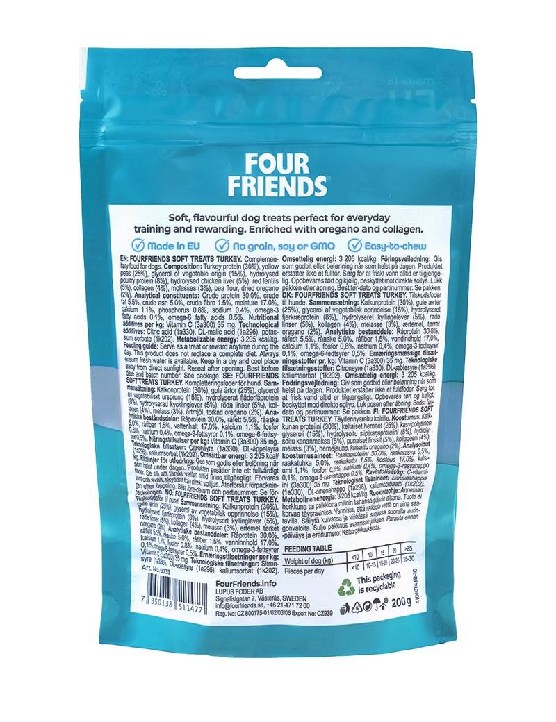 Four Friends Soft Treats Turkey hundegodbit kalkun