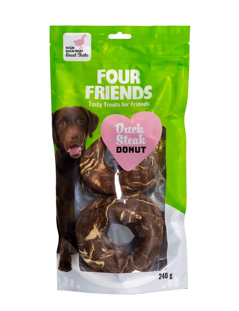 Four Friends Duck Steak Donut hundegodbit 2-pakning and