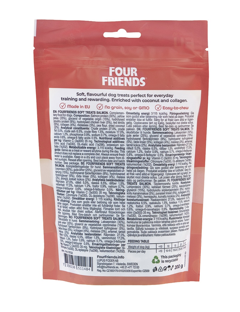 Four Friends Soft Treats Salmon godbiter laks myke