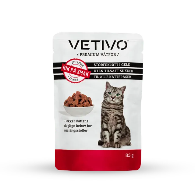 Vetivo våtfôr storfe katt 85 g fullfôr