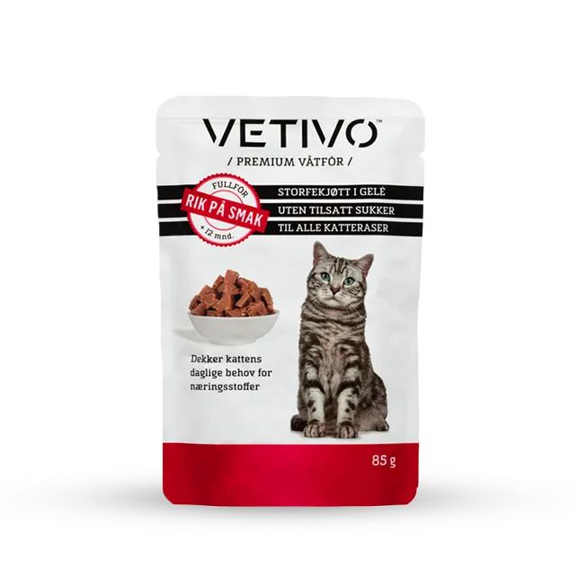 Vetivo våtfôr storfe katt 85 g fullfôr