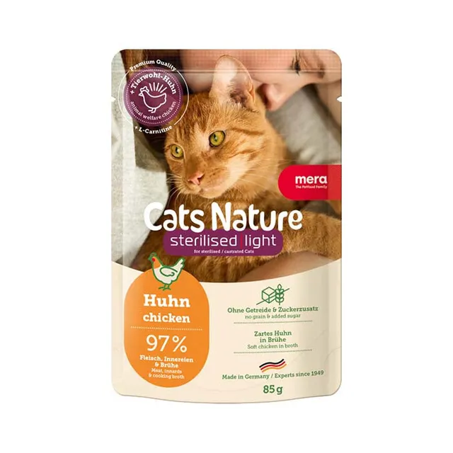 Mera Cats Nature Sterilised Light våtfôr katt 12x85 g kylling