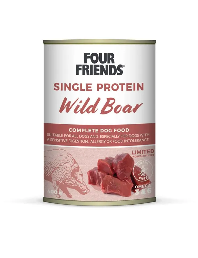 Four Friends Single Protein Wild Boar hundevåtfôr villsvin