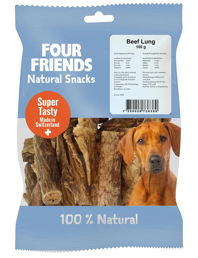 Four Friends Natural Snacks Beef Lung hundegodbit okse