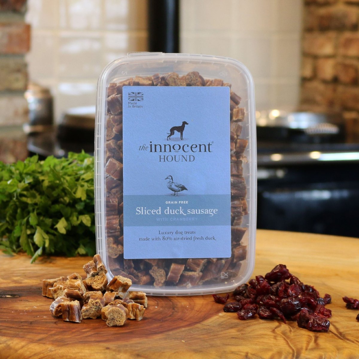 The Innocent Hound Sliced Duck hundesnacks 70 g tranebær