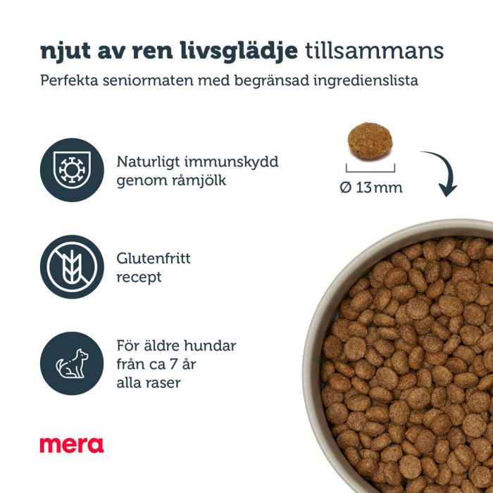 Mera Pure Sensitive Senior Kalkun Ris tørrfôr 1 kg