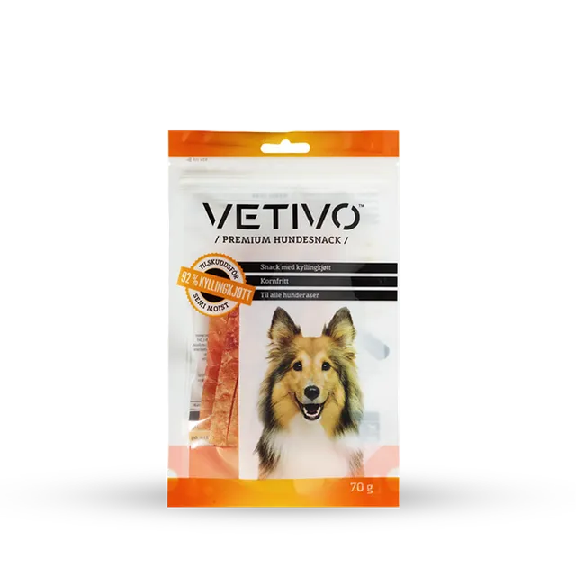 VETIVO Premium snacks med kylling til hund 70 g 92%