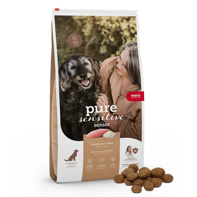 Mera Pure Sensitive Senior Kalkun Ris tørrfôr 1 kg