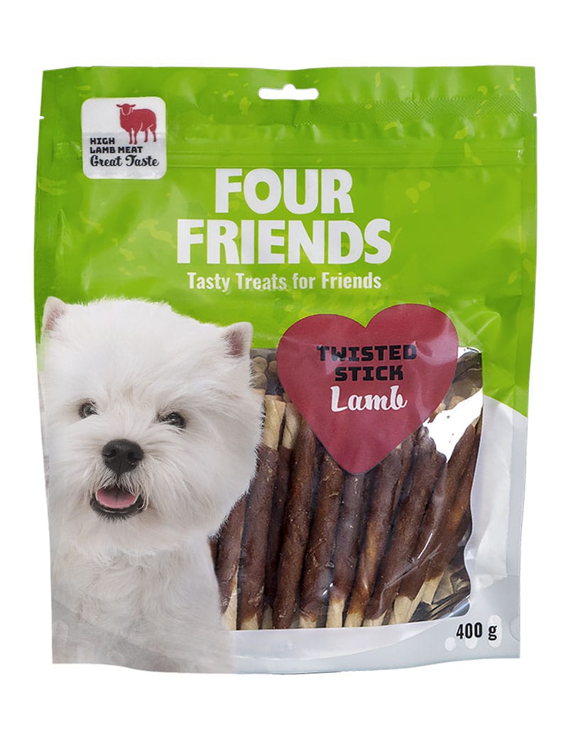 Four Friends Twisted Stick tyggepinne lam 12,5 cm